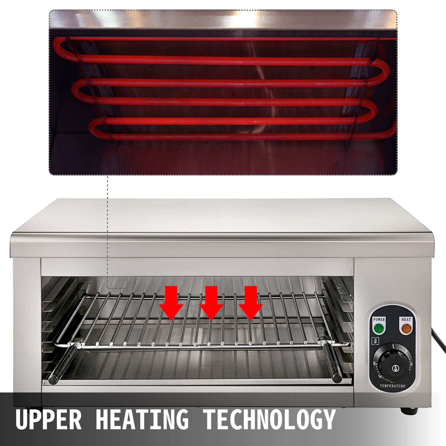 Electric Salamander Broiler with Adjustable Grid – High-Performance Oven for Grilling, Browning, and Cooking in Commercial Kitchens