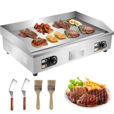 Double Burner Electric Grill Griddle – 30-Inch Flat Hotplate, 4400W for Kitchen Cooking