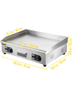 Double Burner Electric Grill Griddle – 30-Inch Flat Hotplate, 4400W for Kitchen Cooking