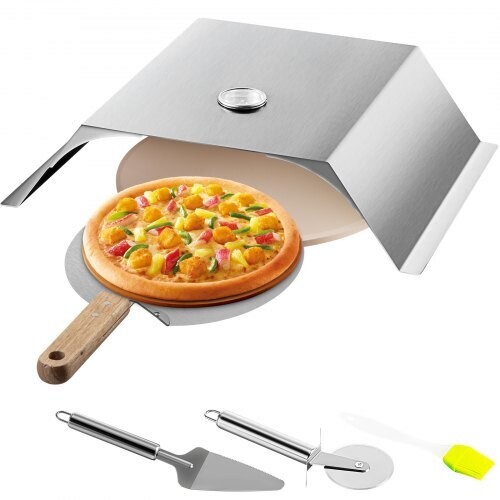 22" Charcoal Grill, Pizza Oven Kit Including Pizza Chamber, 13" Round Pizza Stone, 10 x 11.8 inch Pizza Peel