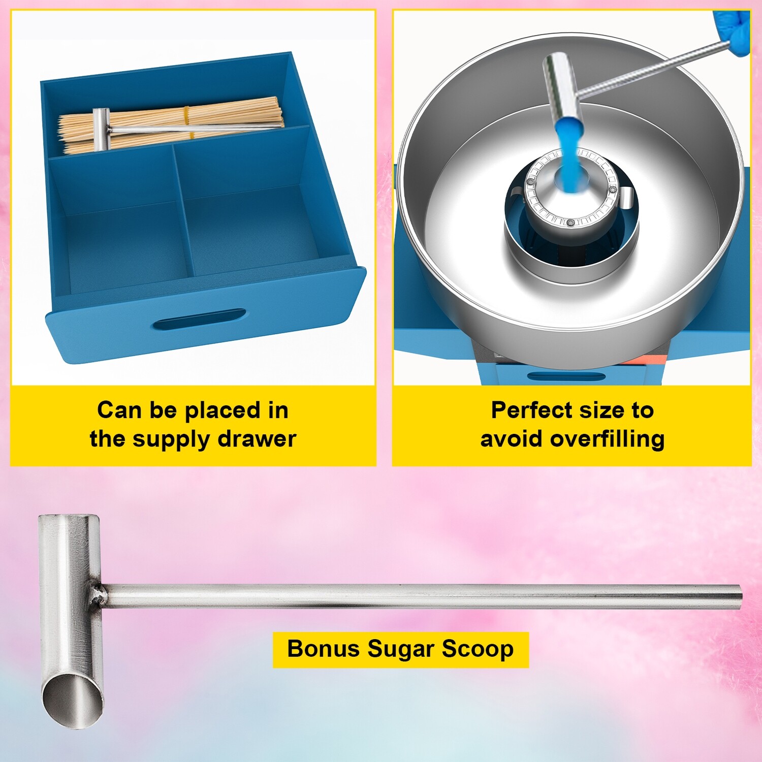 Cotton Candy Machine with Cart, Electric Commercial Cotton Candy Maker for Parties