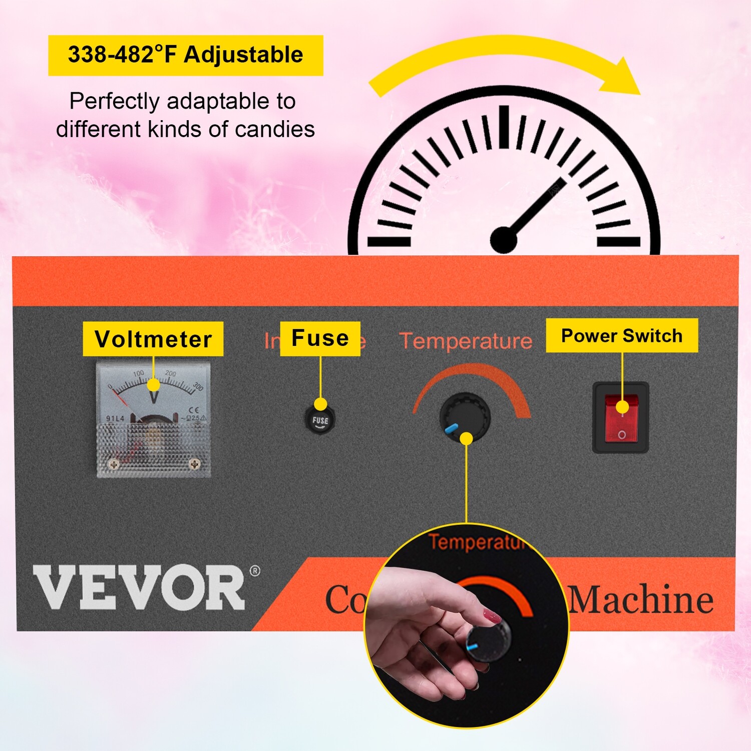 Cotton Candy Machine with Cart, Electric Commercial Cotton Candy Maker for Parties