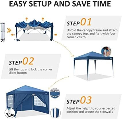 Folding Waterproof Garden Gazebo Tent with UV Protection and Instant Setup for Outdoor Events