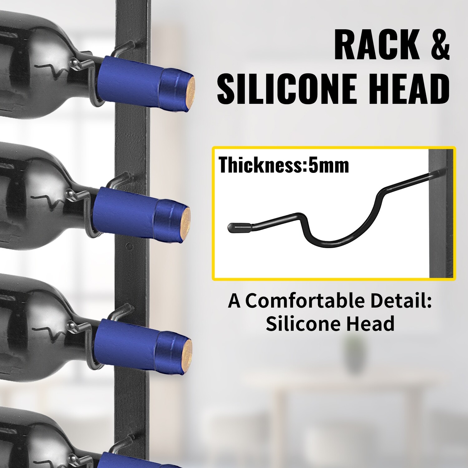 Vertical Wall-Mounted Wine Rack Bottle Holder  Vertical Metal Wine Shelf Support 12 Steel Bottles Alcohol Storage Unit Towels Kitchen Items for Home Bar
