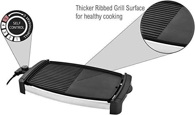 Grill and Large Cooking Surface 1600W Black/Silver