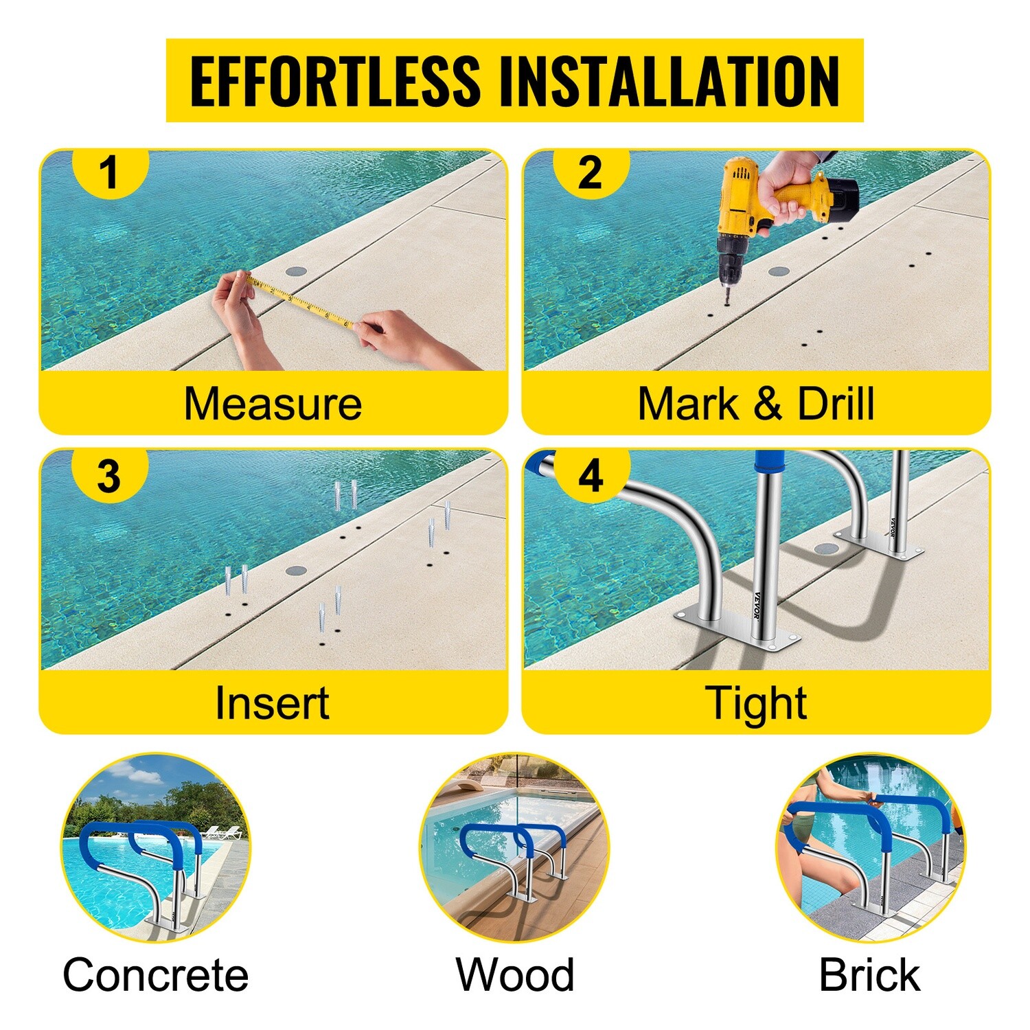 Swimming Pool Handrail Ladder Stainless Steel