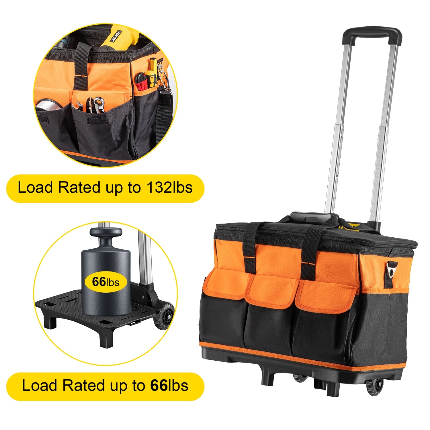 Tool Bag with Wheels Rolling Tote