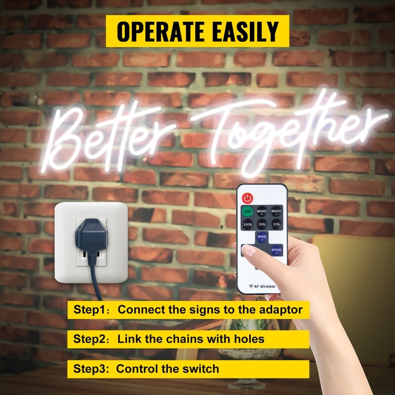 Better Together Neon Light Sign – LED Wall Decor for Weddings, Events, and Home