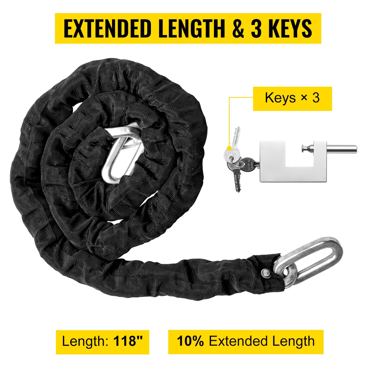 Heavy Duty Chain Lock Security Chain for High-Security Protection, Durable Metal Links for Gates, Doors, and Equipment