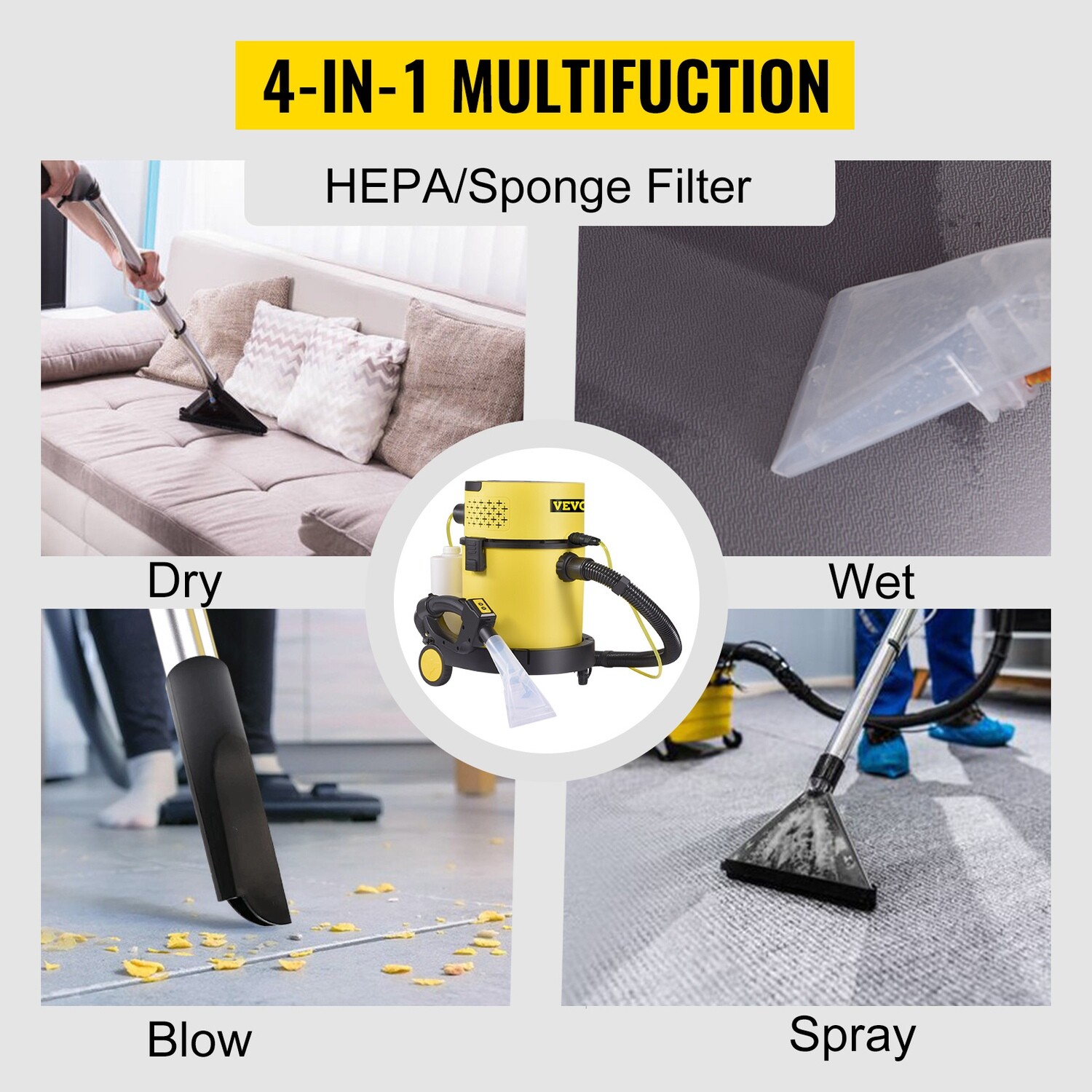 Powerful 4-in-1 Vacuum Cleaner Water