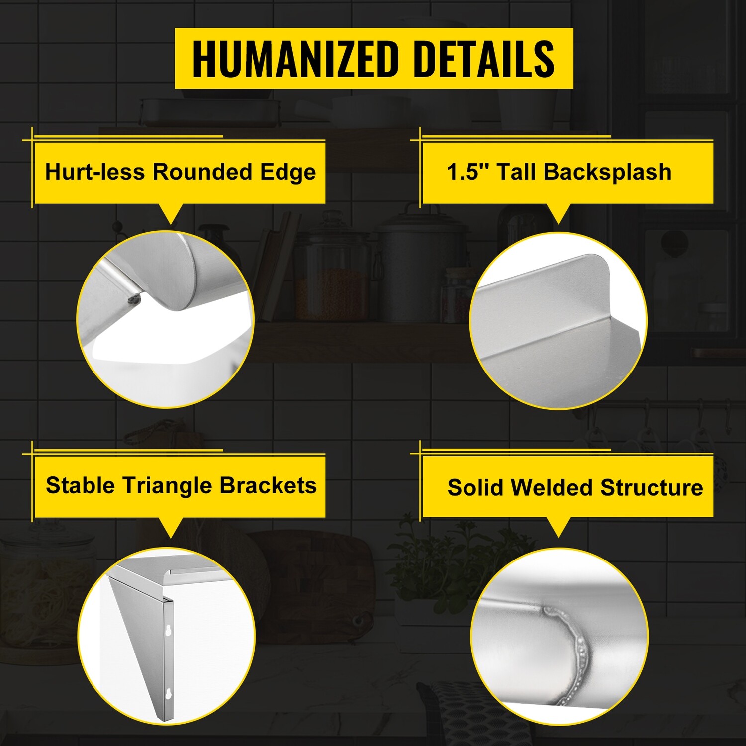 Stainless Steel Wall Shelf Commercial Kitchen