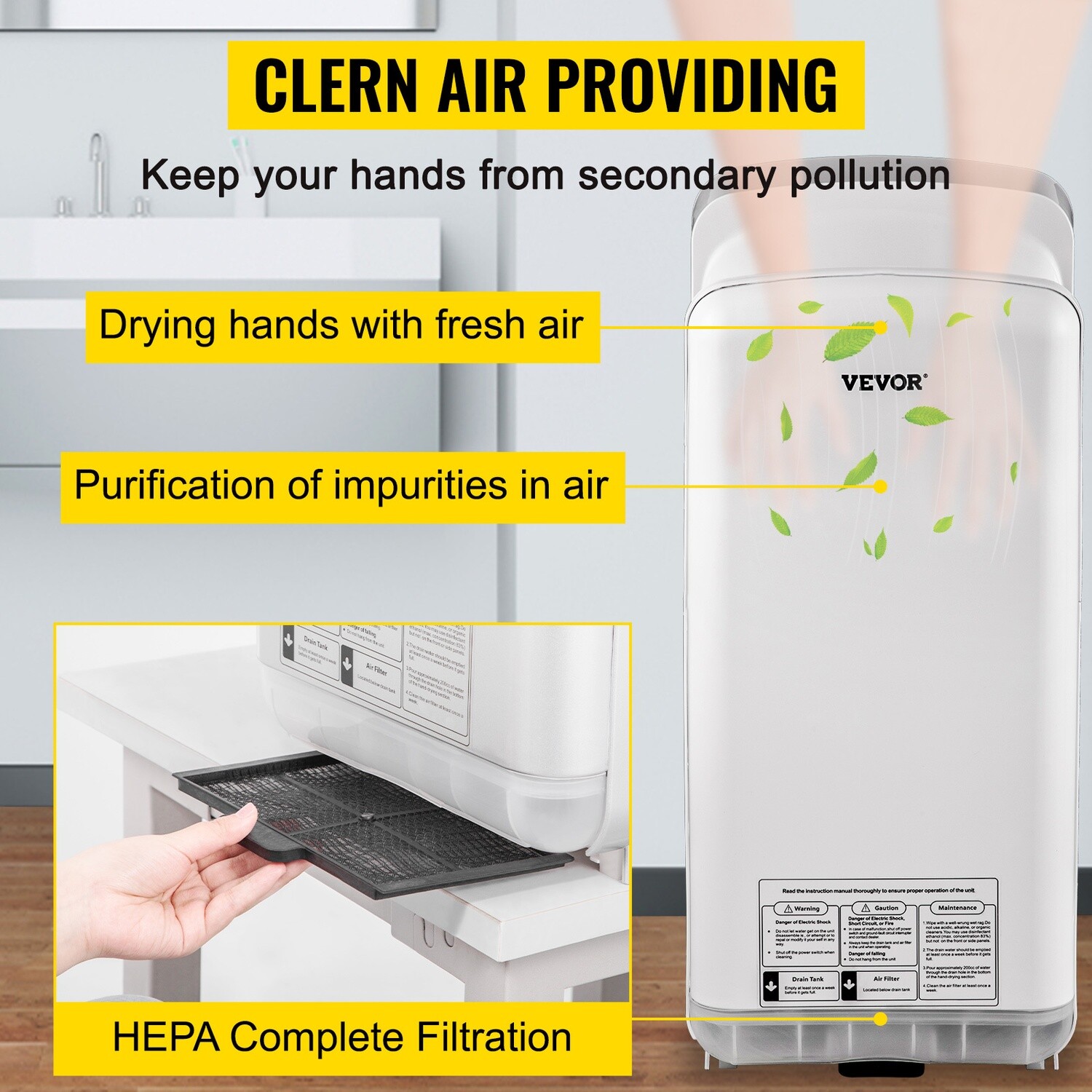 Electric Hand Dryer High Speed Blade – Fast Drying Commercial Hand Dryer for Bathrooms and Public Spaces