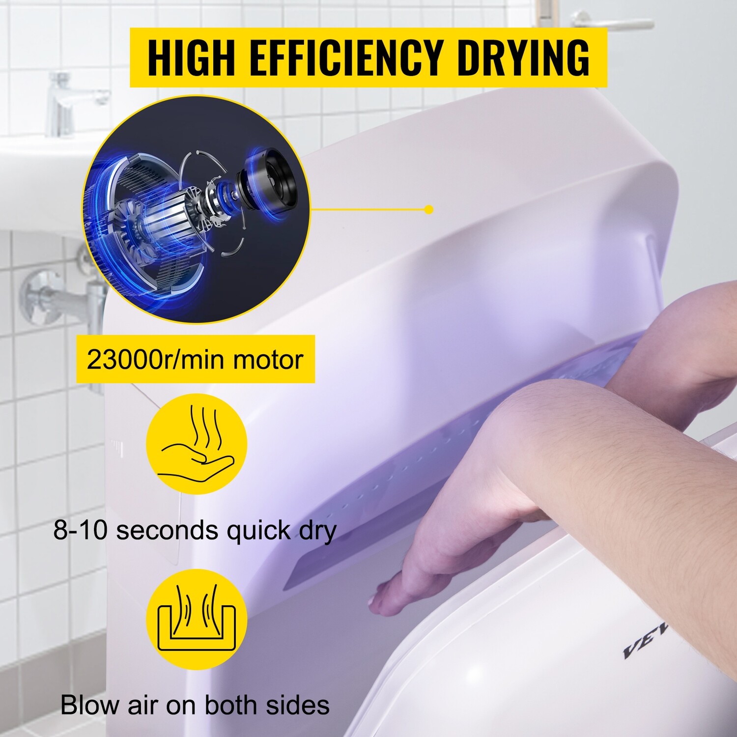 Electric Hand Dryer High Speed Blade – Fast Drying Commercial Hand Dryer for Bathrooms and Public Spaces