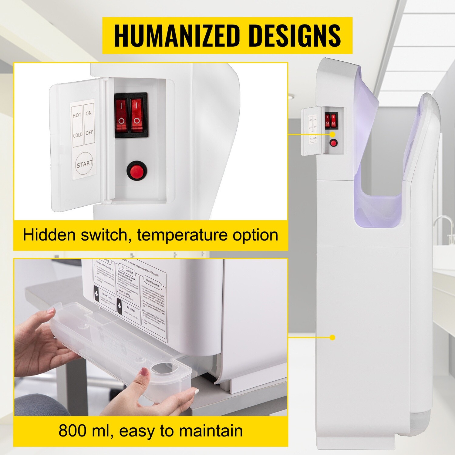 Electric Hand Dryer High Speed Blade – Fast Drying Commercial Hand Dryer for Bathrooms and Public Spaces