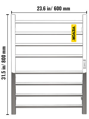 Polished Steel 8-Bar Heated Towel Rack For Bathroom