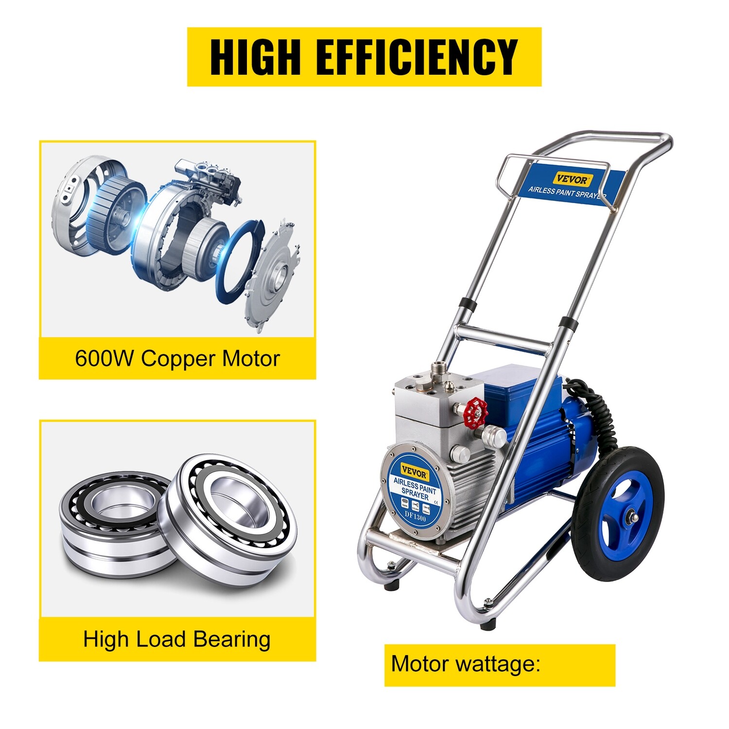 Commercial Airless Paint Sprayer 1500W, High-Efficiency Electric Sprayer for Professional Use, Durable, Quick Coverage for Large Projects