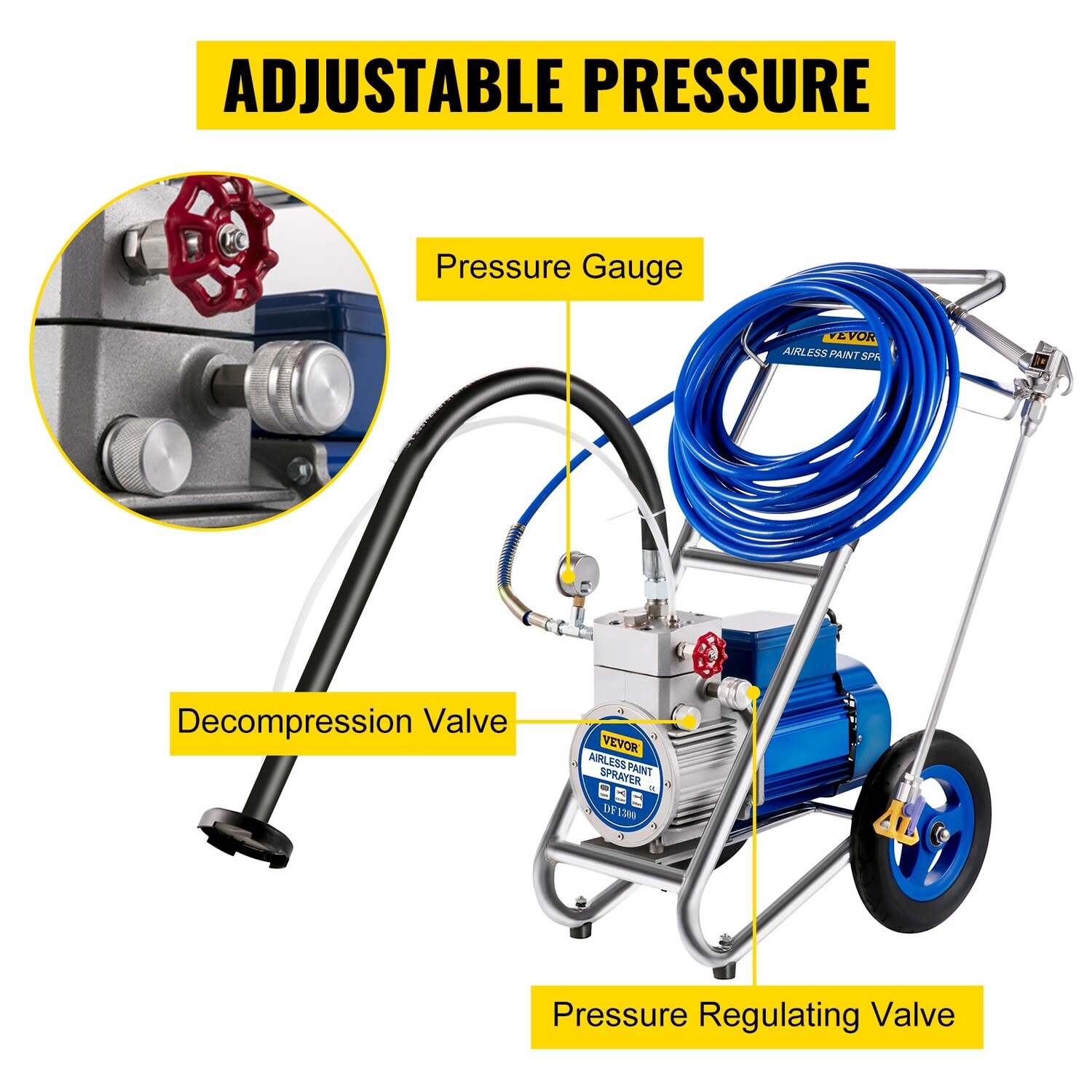 Commercial Airless Paint Sprayer 1500W, High-Efficiency Electric Sprayer for Professional Use, Durable, Quick Coverage for Large Projects