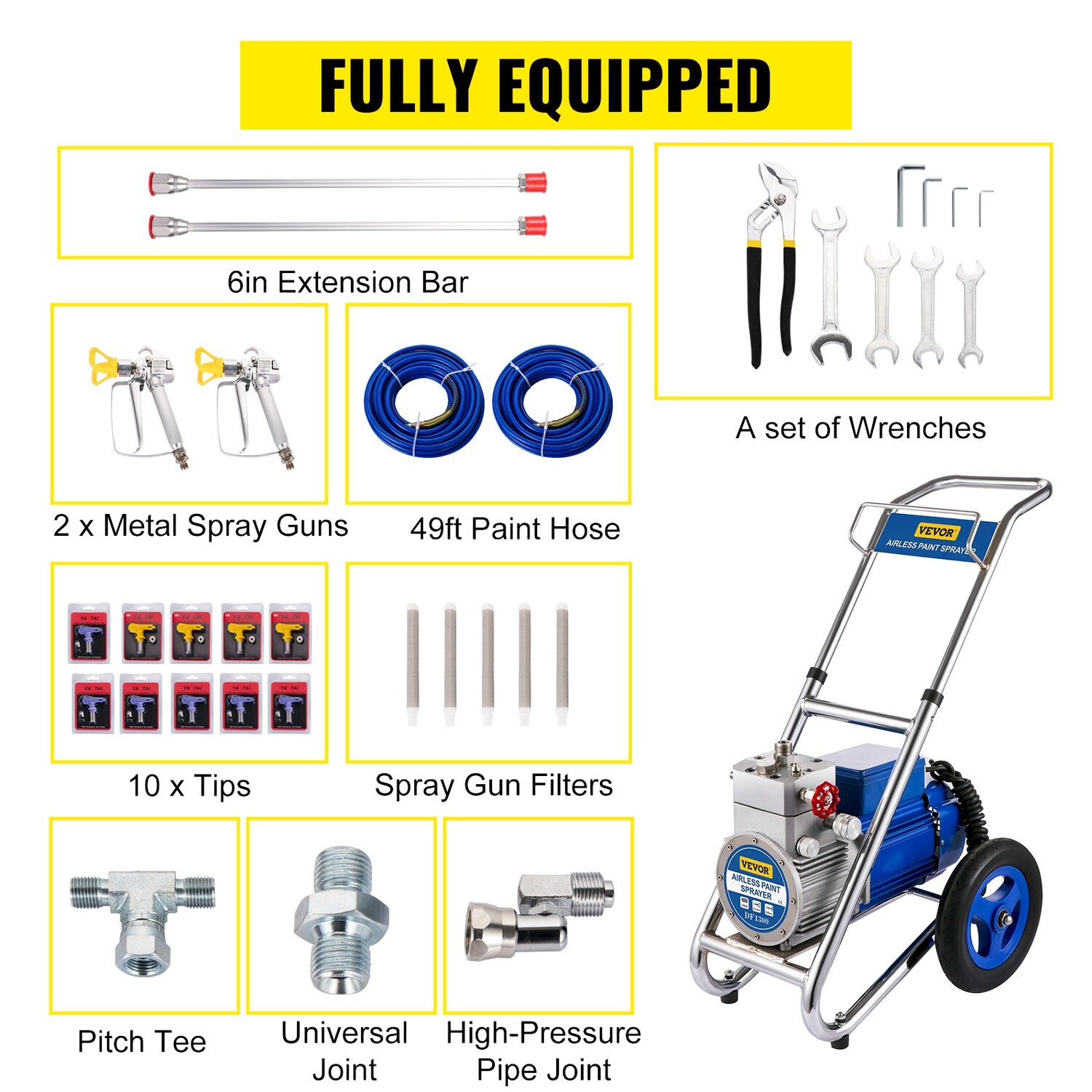 Commercial Airless Paint Sprayer 1500W, High-Efficiency Electric Sprayer for Professional Use, Durable, Quick Coverage for Large Projects