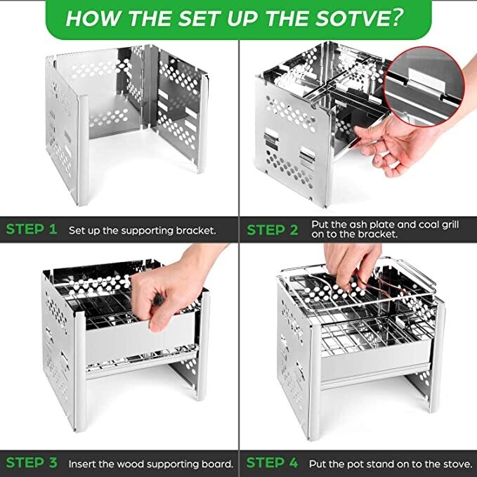 Portable Camping Stove with Grill Gate and Storage Bag