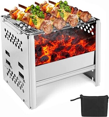 Portable Camping Stove with Grill Gate and Storage Bag