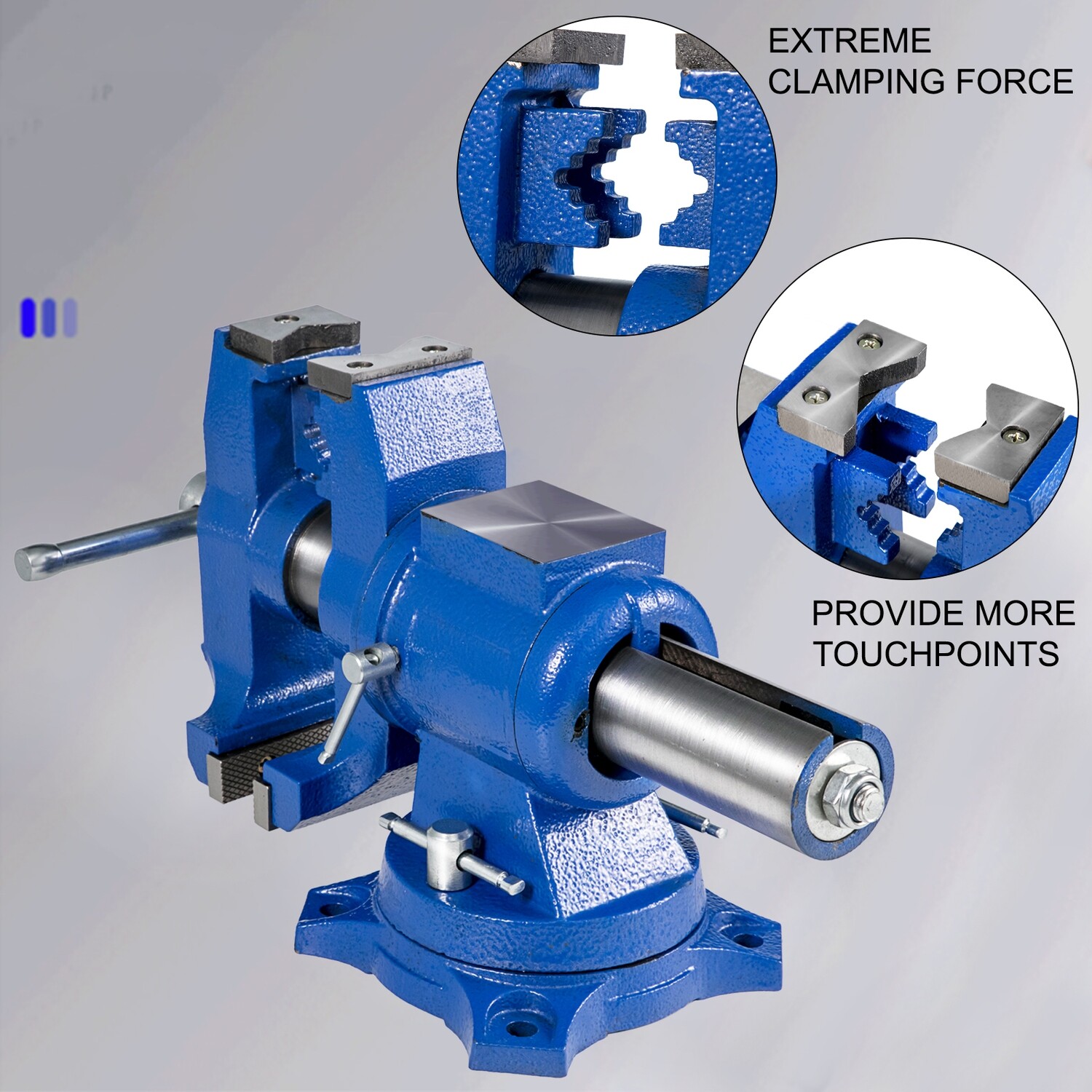 Multipurpose Vise 6-Inch Bench Vise 360-Degree Rotation Clamp on Vise with Swivel Base and Head Heavy Duty Multi-Jaw Vise for Clamping Fixing Equipment Home or Industrial Use