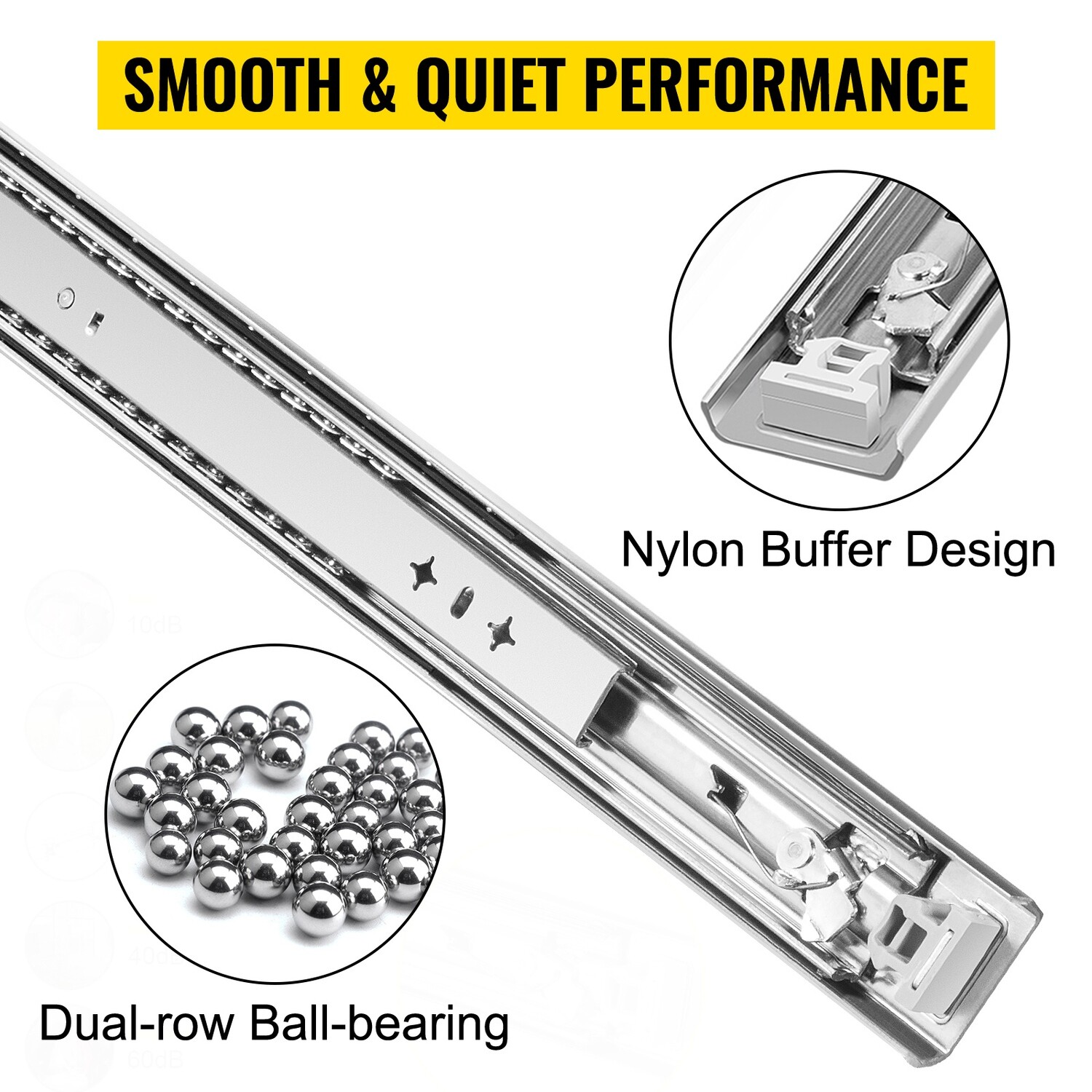 Heavy Duty Drawer Slides for Smooth and Reliable Drawer Movement, Strong and Durable Slides for Cabinets and Furniture