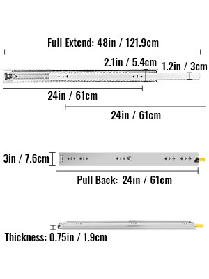 Heavy Duty Drawer Slides for Smooth and Reliable Drawer Movement, Strong and Durable Slides for Cabinets and Furniture