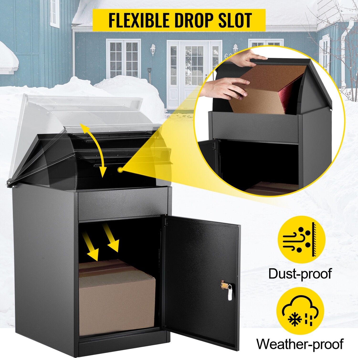 Gray Drop Box Package Parcel Locker with Lockable Cabinets for Secure Delivery and Weatherproof Storage