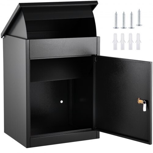 Gray Drop Box Package Parcel Locker with Lockable Cabinets for Secure Delivery and Weatherproof Storage