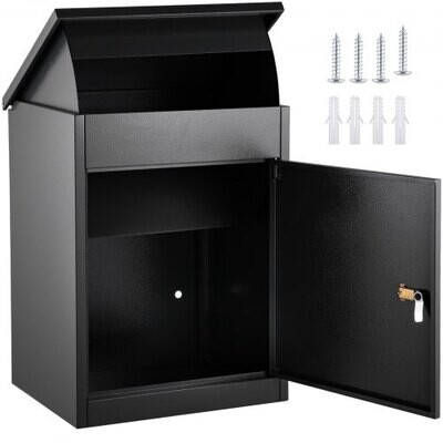 Gray Drop Box Package Parcel Locker with Lockable Cabinets for Secure Delivery and Weatherproof Storage