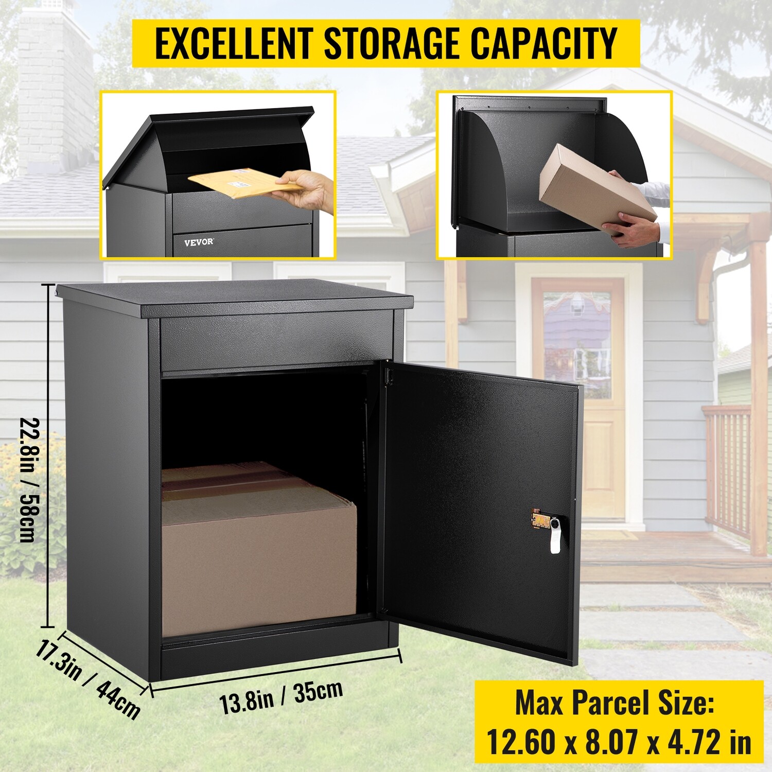 Gray Drop Box Package Parcel Locker with Lockable Cabinets for Secure Delivery and Weatherproof Storage