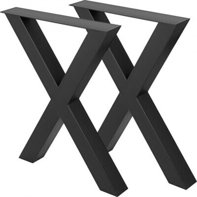 Black Steel Bench and Table Worktop Legs with X-Frame Design – 28.4 x 31.1 Inches for Durable Furniture Support