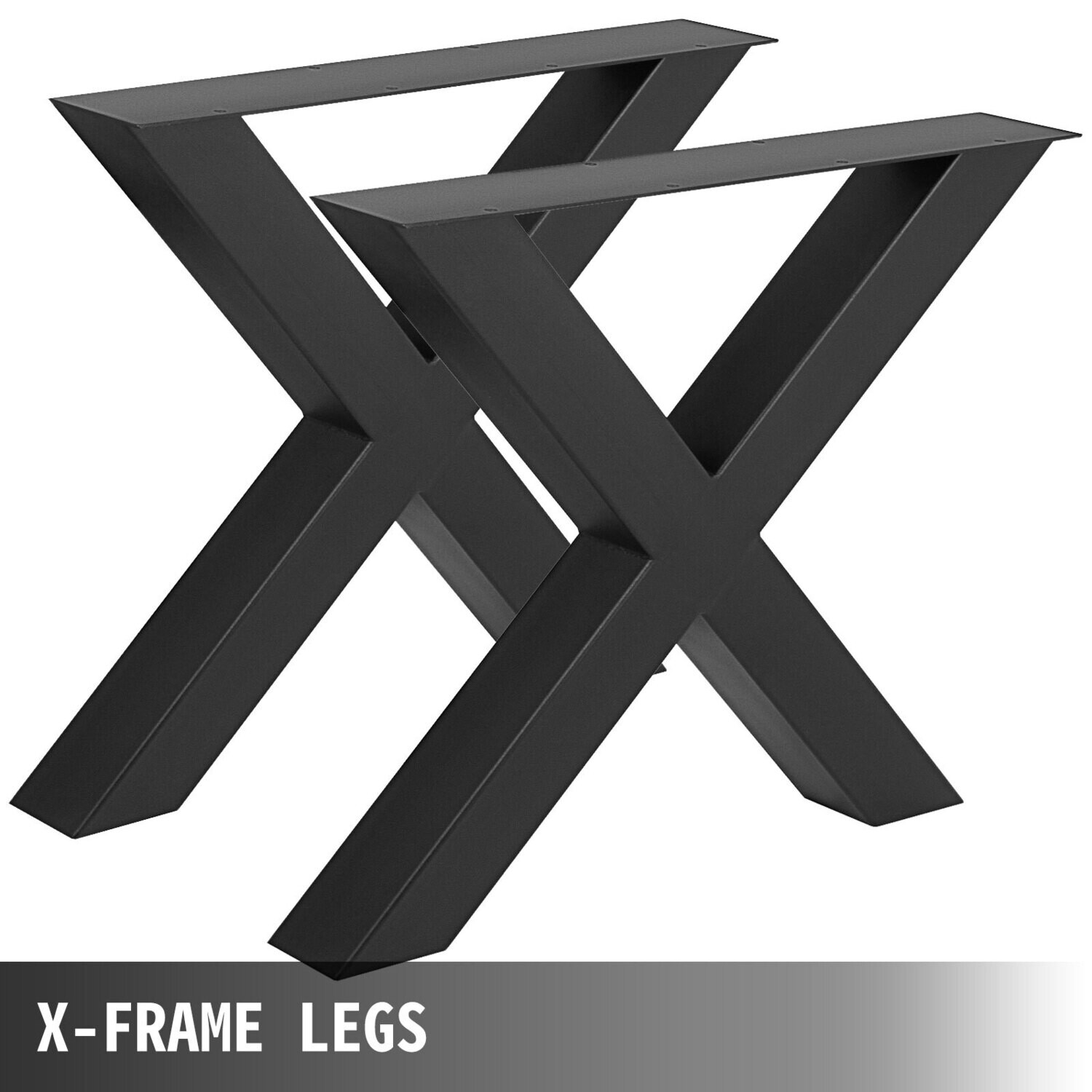 Black Steel Bench and Table Worktop Legs with X-Frame Design – 28.4 x 31.1 Inches for Durable Furniture Support