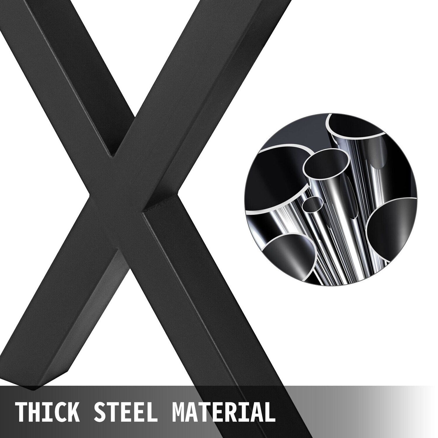 Black Steel Bench and Table Worktop Legs with X-Frame Design – 28.4 x 31.1 Inches for Durable Furniture Support