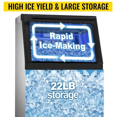 Commercial Ice Cube Maker, 45-Tray Capacity, High-Efficiency Ice Production