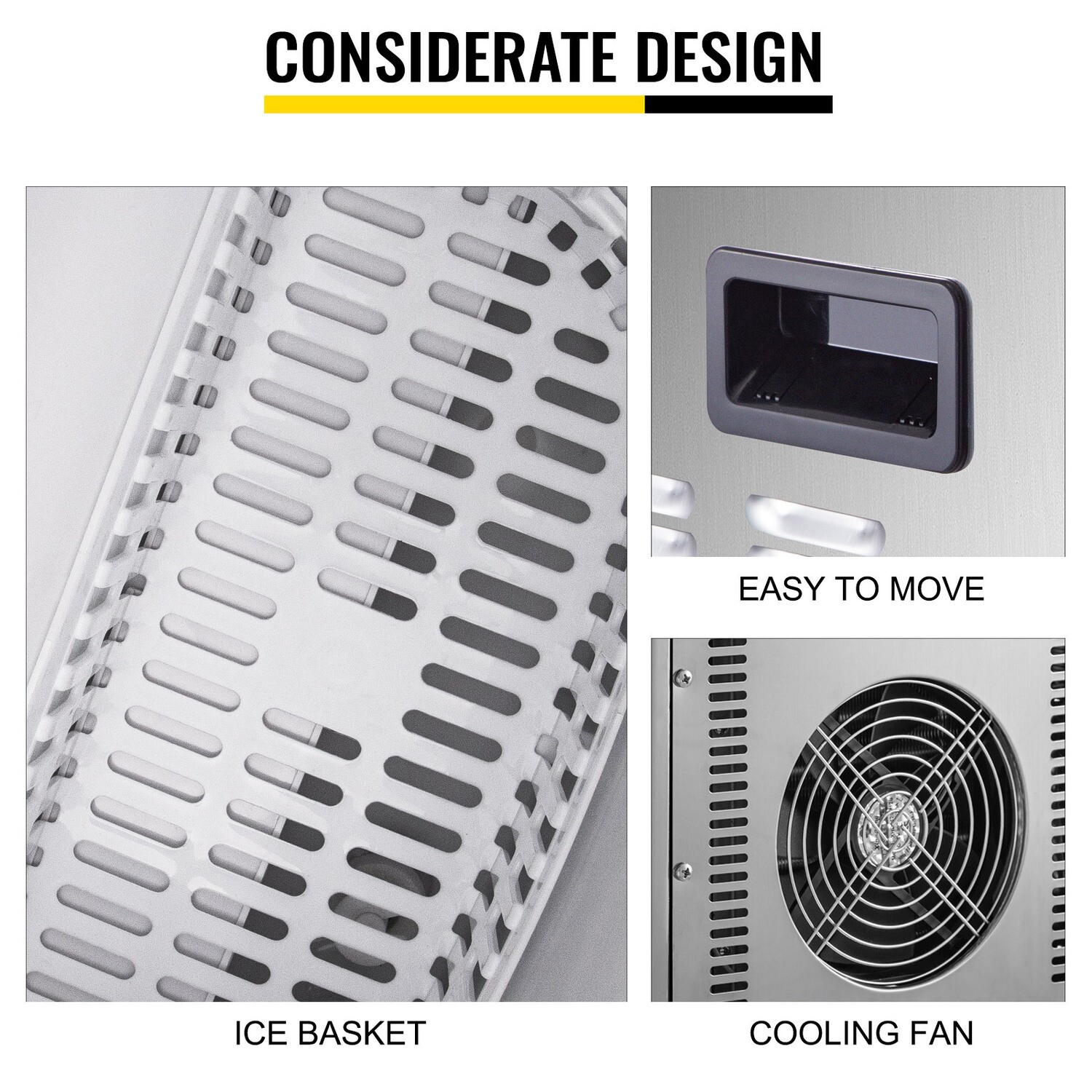 Tabletop Ice Maker 24 Piece Storage 1.1kg Stainless Steel