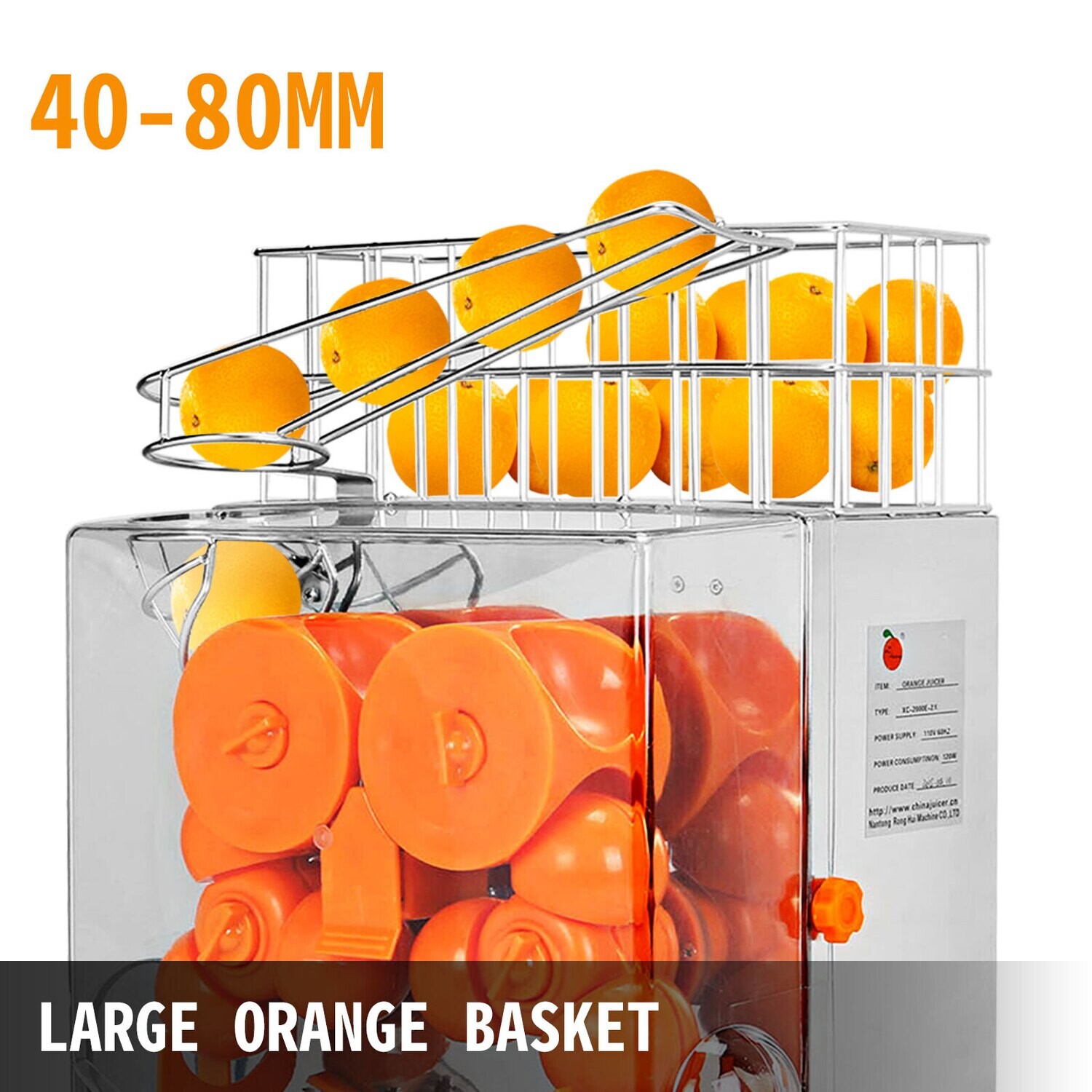 Stainless steel 22–30pc Commercial Auto Feed Orange Juicer Machine