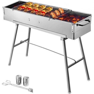 Outdoor Picnic Patio Cooking Folding Charcoal Bbq Grill Stainless Steel