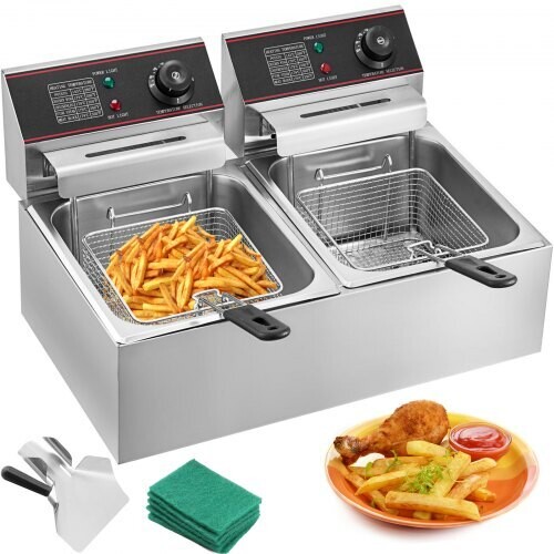 Commercial Electric Deep Fryer, Stainless Steel, High Capacity, Durable, Easy to Clean, Ideal for Restaurants, Cafes, and Food Service Operations.