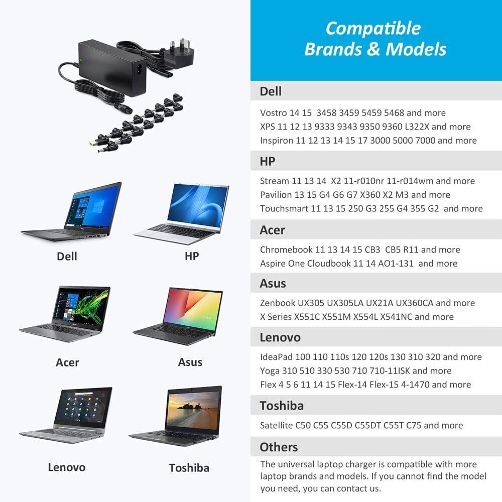 90W/65W AC Adapter Universal Laptop Charger - Versatile and Efficient Power Supply for Various Laptop Models and Brands