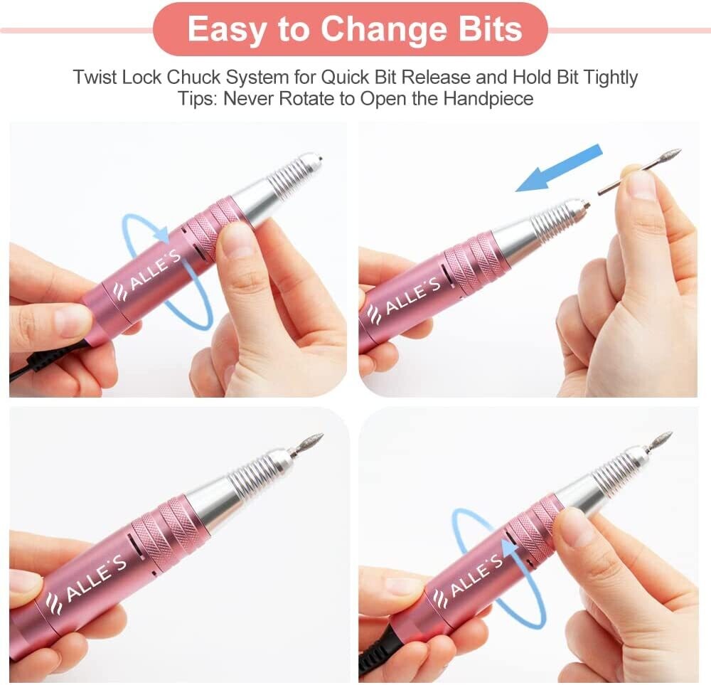 Professional Electric Nail Drill for Acrylic Gel Nails with Nail Drill Bits Set