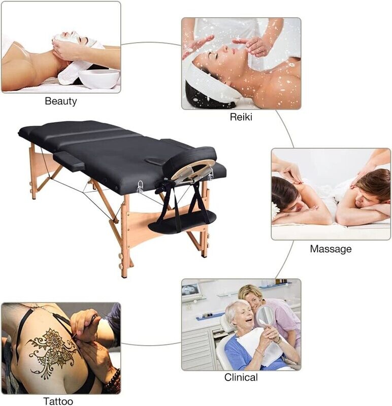 Portable Massage Bed Table - Foldable Beauty Couch in 3 Sections