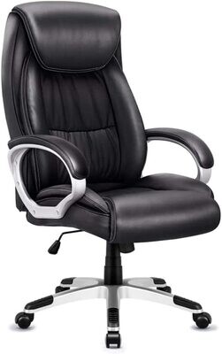 Faux Leather Large Seat Computer Desk Chair Ergonomic Design Adjustable Seat Height