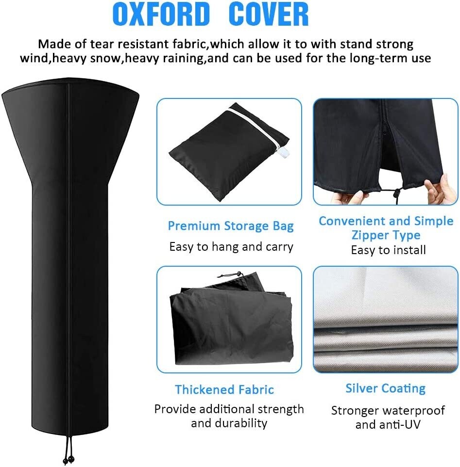 Waterproof Patio Heater Covers with Zipper and Storage Bag