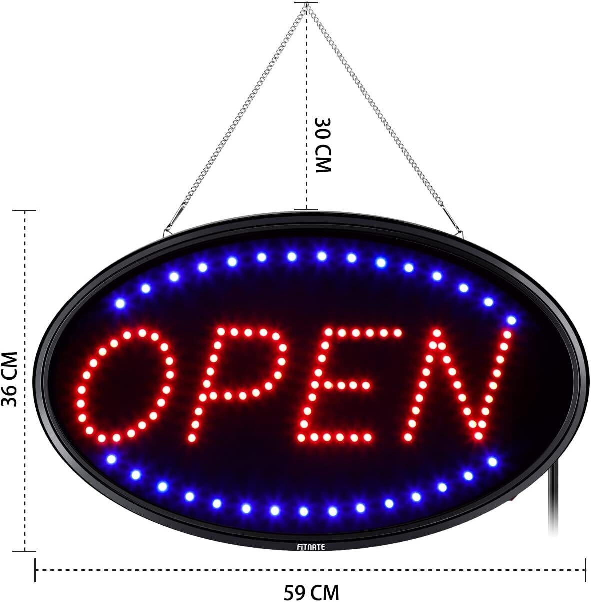 Open Sign, 2 Modes Flashing and Steady Light, Open Sign for Professional Advertising Board Electric Billboard for Business, Walls, Windows, Hotels