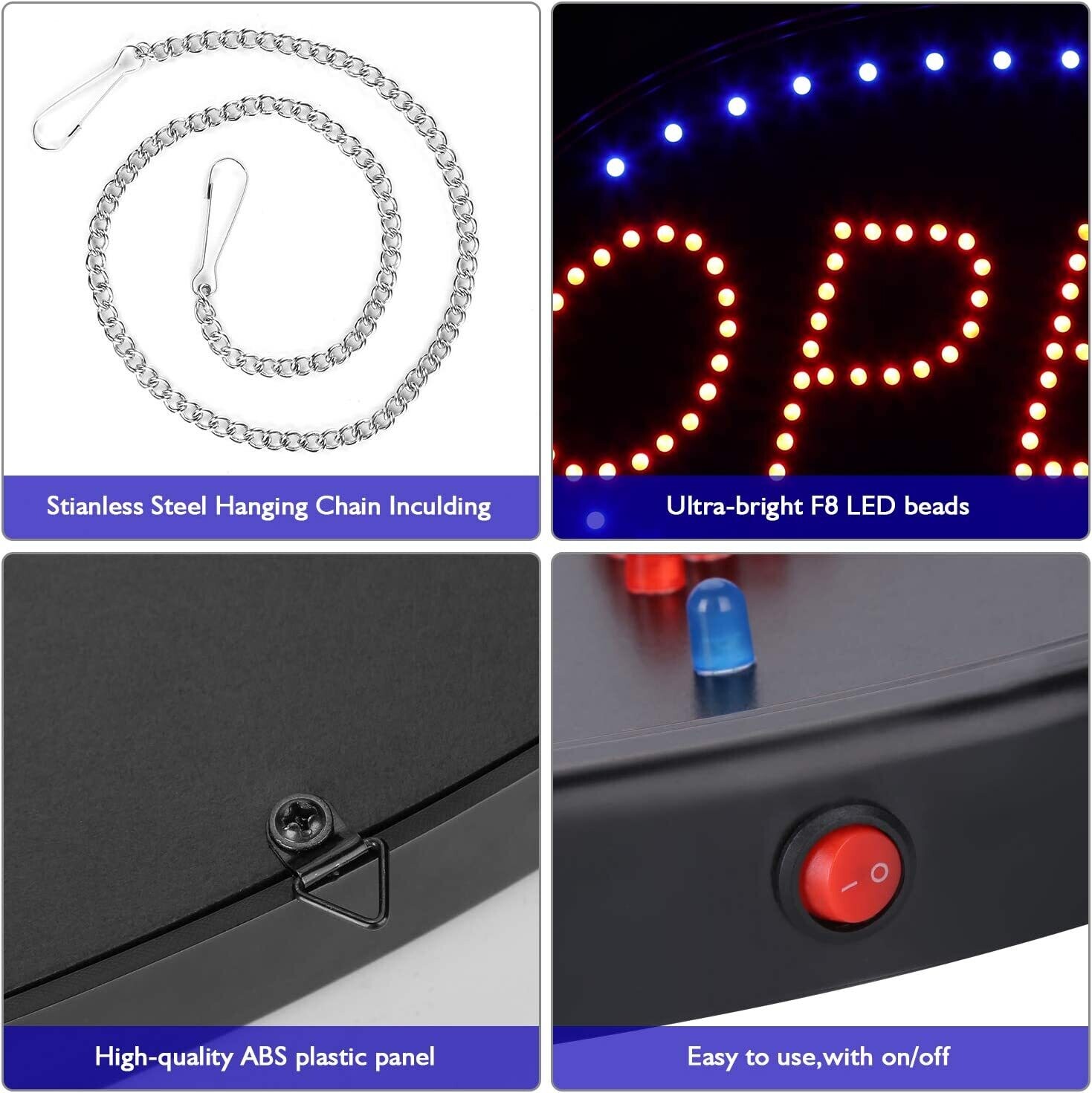 Open Sign, 2 Modes Flashing and Steady Light, Open Sign for Professional Advertising Board Electric Billboard for Business, Walls, Windows, Hotels