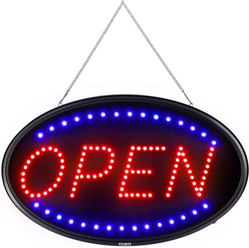 Open Sign, 2 Modes Flashing and Steady Light, Open Sign for Professional Advertising Board Electric Billboard for Business, Walls, Windows, Hotels