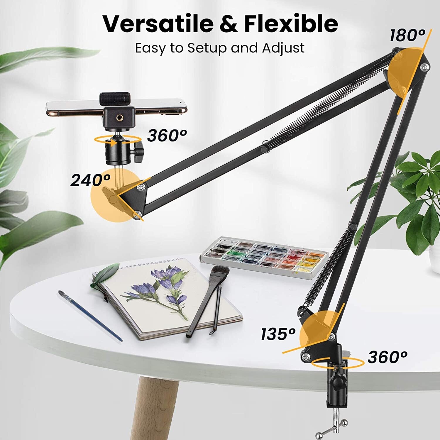 Overhead Tripod Mount Table Suspension Scissor Arm Stand