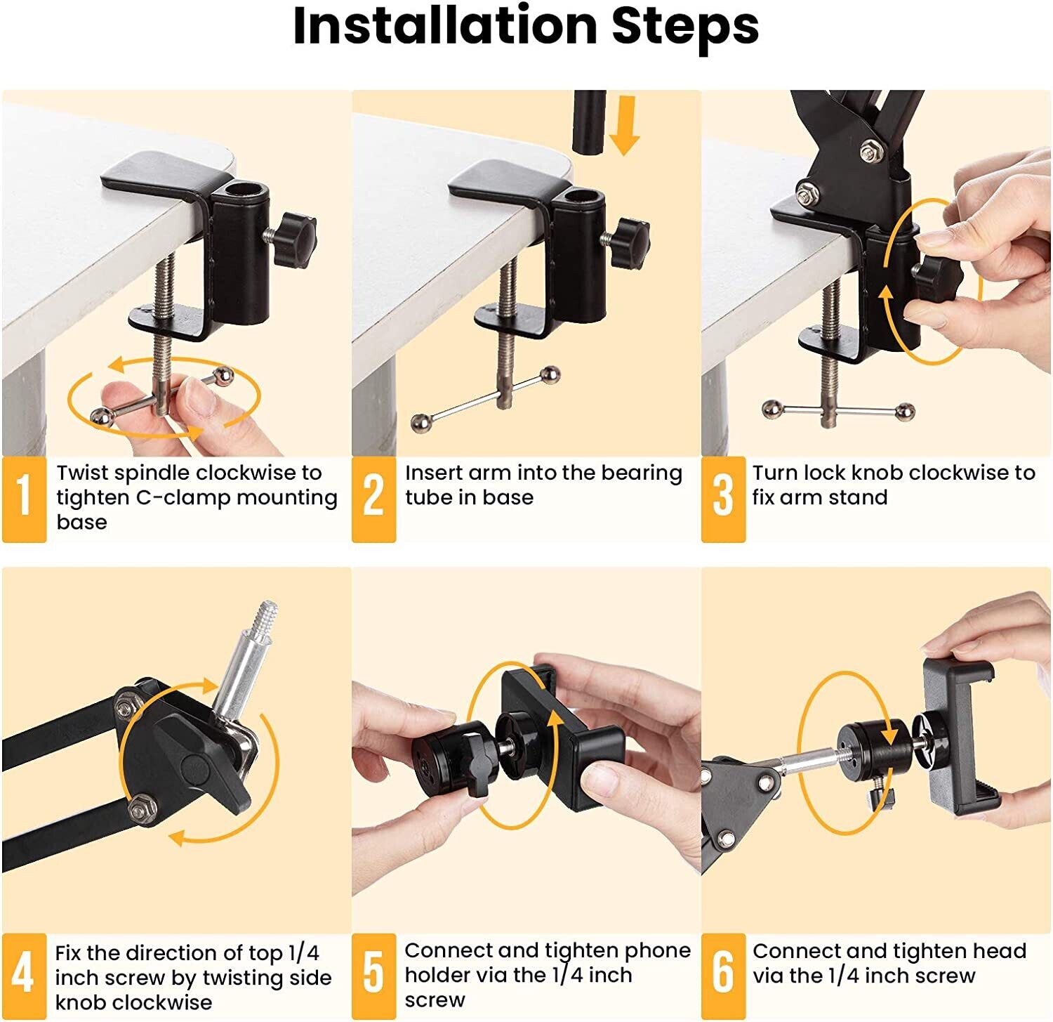Overhead Tripod Mount Table Suspension Scissor Arm Stand