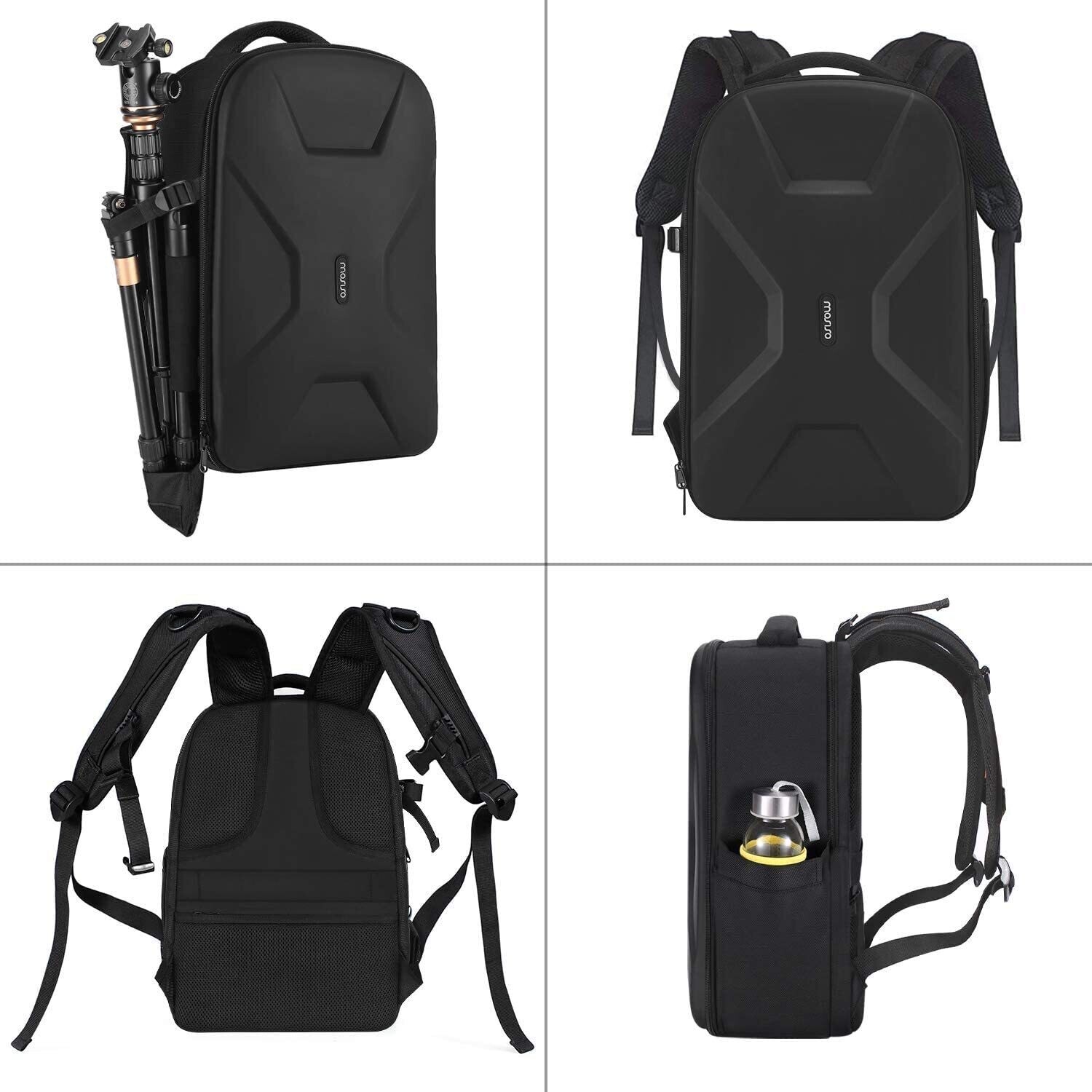Waterproof Hardshell Camera Bag with Full-Open Access, Tripod Holder, and Laptop Compartment